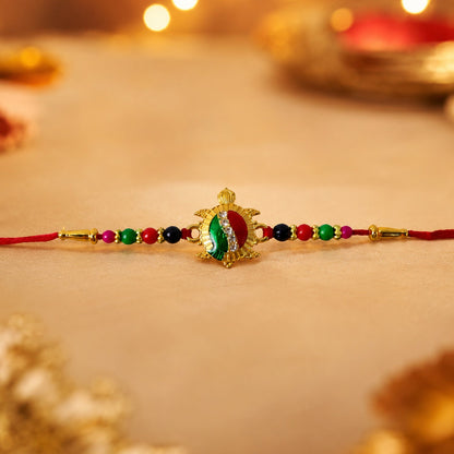 Turtle Designer Rakhi with Stone Work and Red Thread (1 Pc)