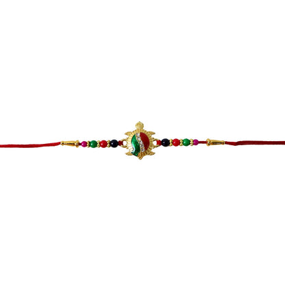 Turtle Designer Rakhi with Stone Work and Red Thread (1 Pc)