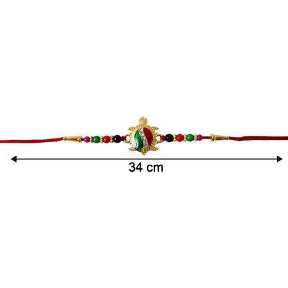 Turtle Designer Rakhi with Stone Work and Red Thread (1 Pc)