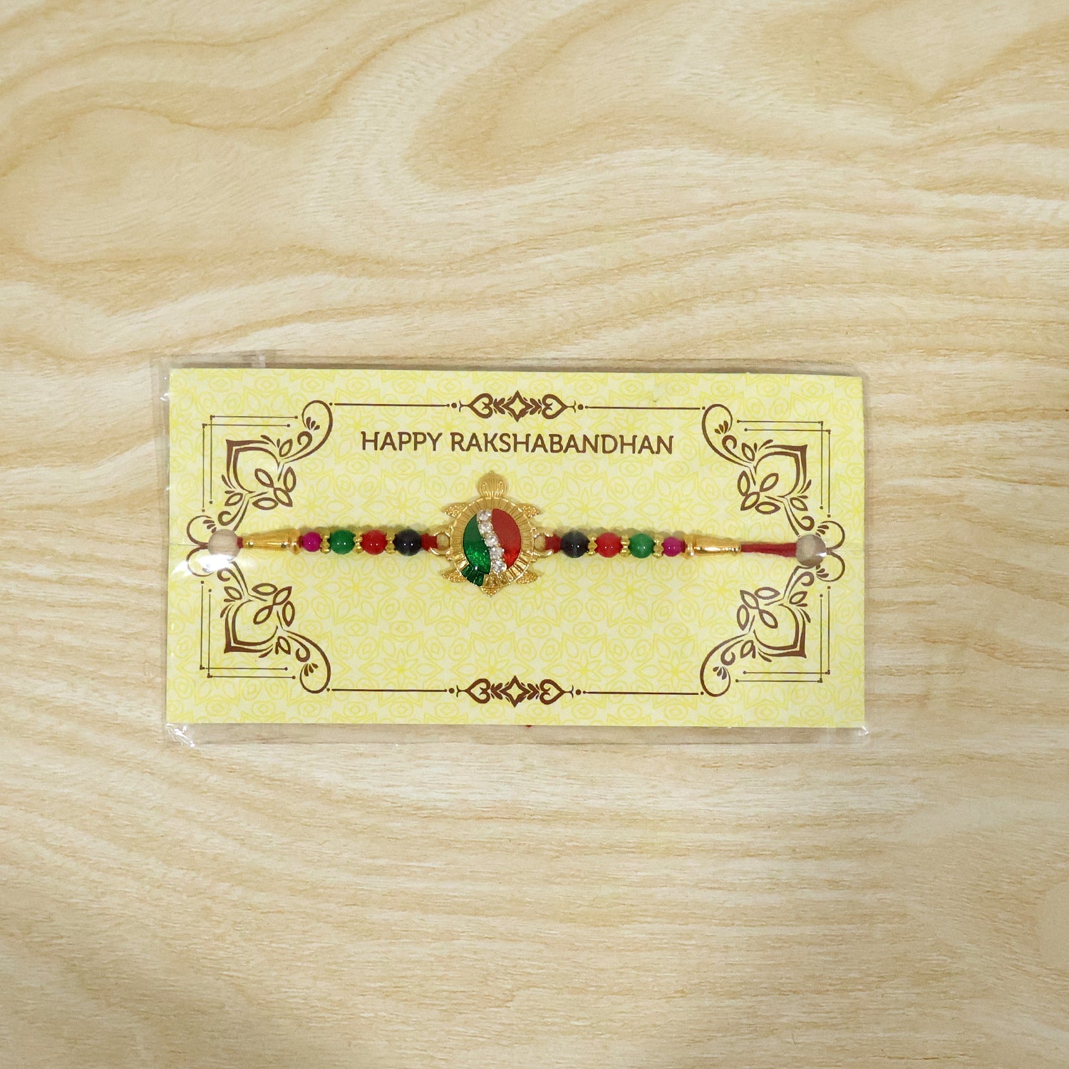 Turtle Designer Rakhi with Stone Work and Red Thread (1 Pc)