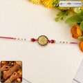 Round Stone Rakhi – Elegant White Beads for Rakshabandhan