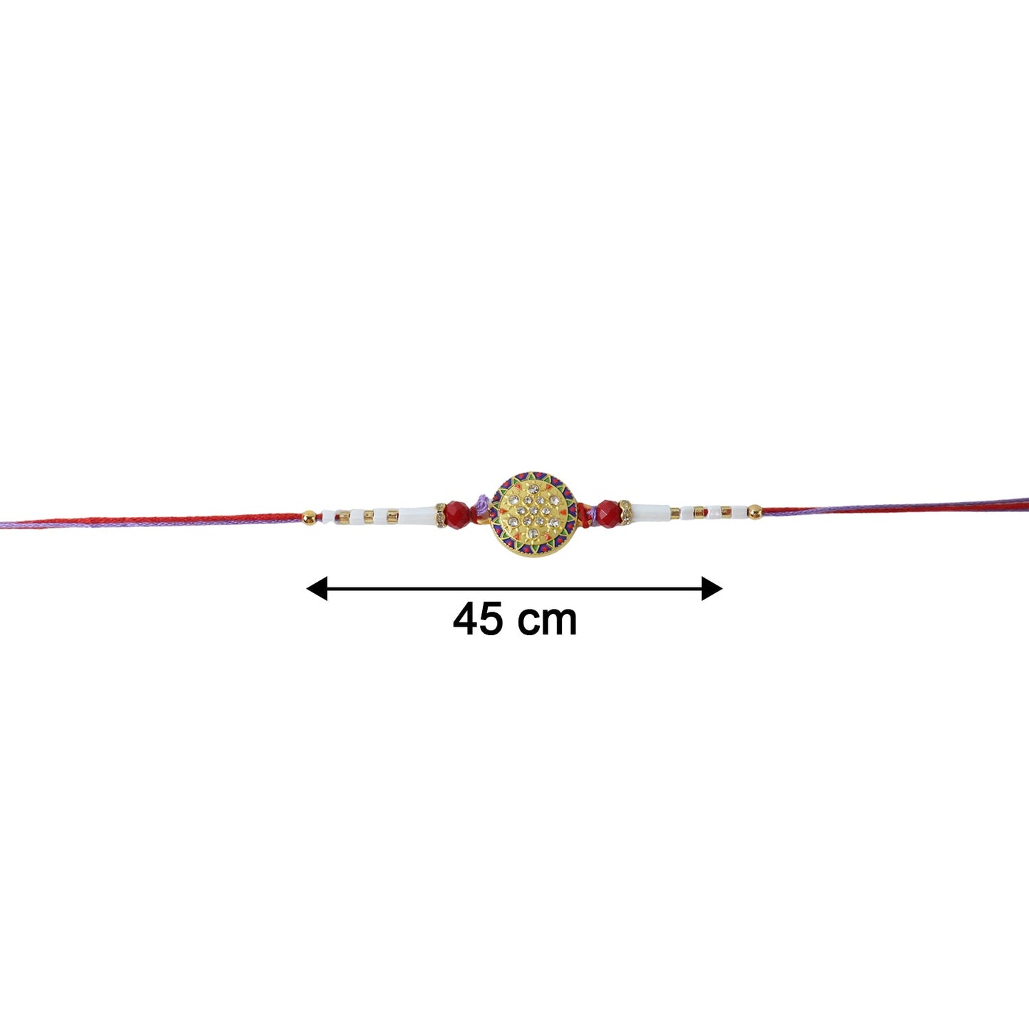 Designer Round Stone Rakhi with White Beads detail of beads