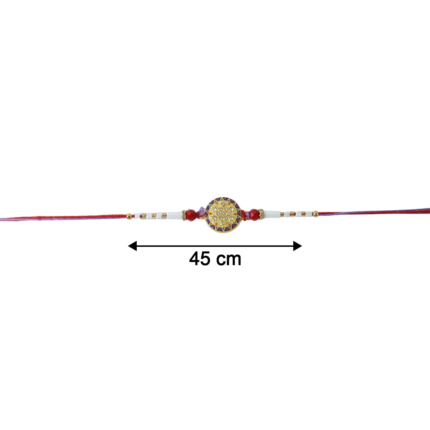 Designer Round Stone Rakhi with White Beads detail of beads