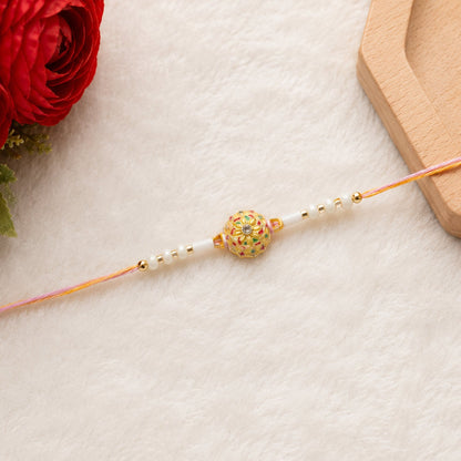 Floral rakhi tied with thread ready to wear
