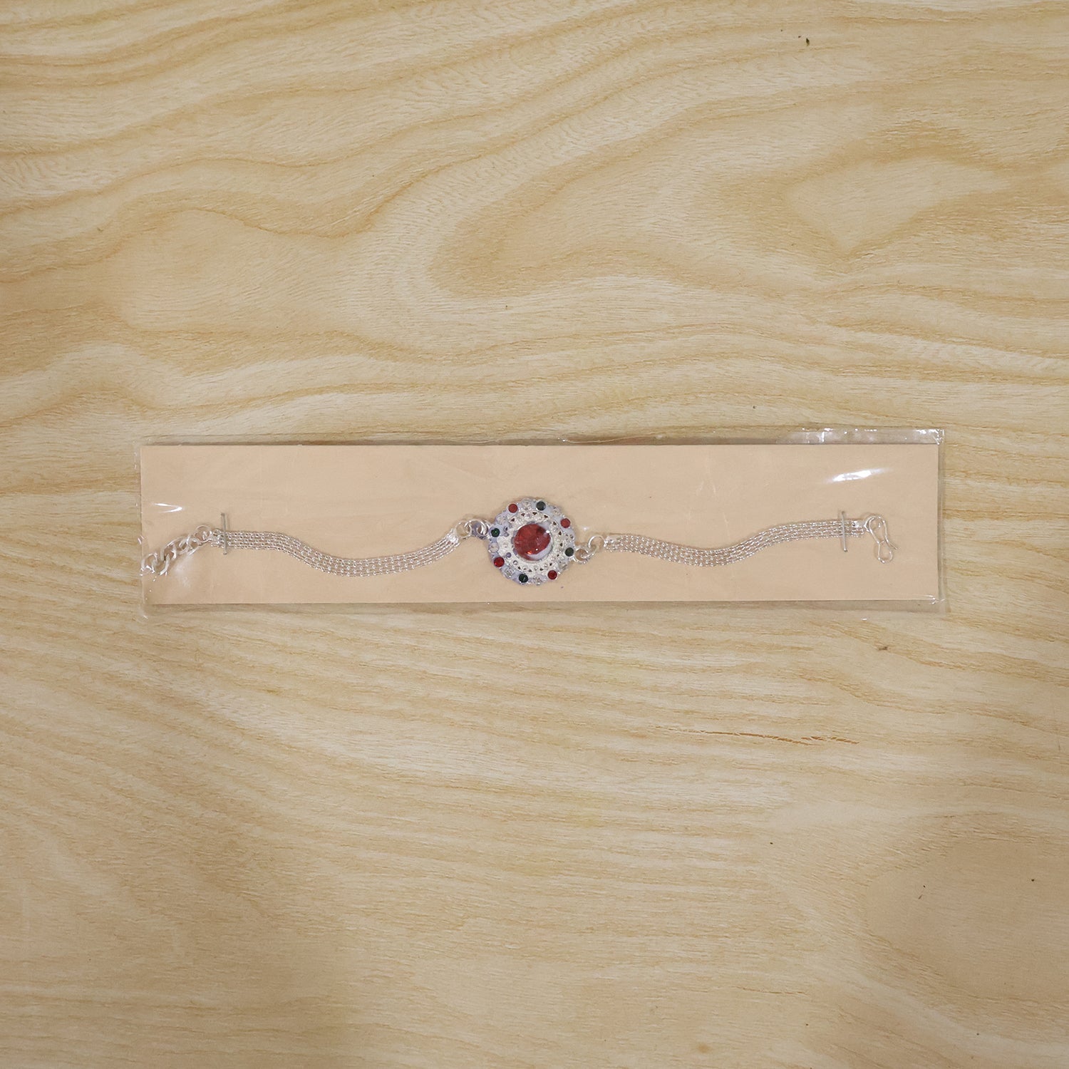 Premium Silver Stone Chain Rakhi for gifting
