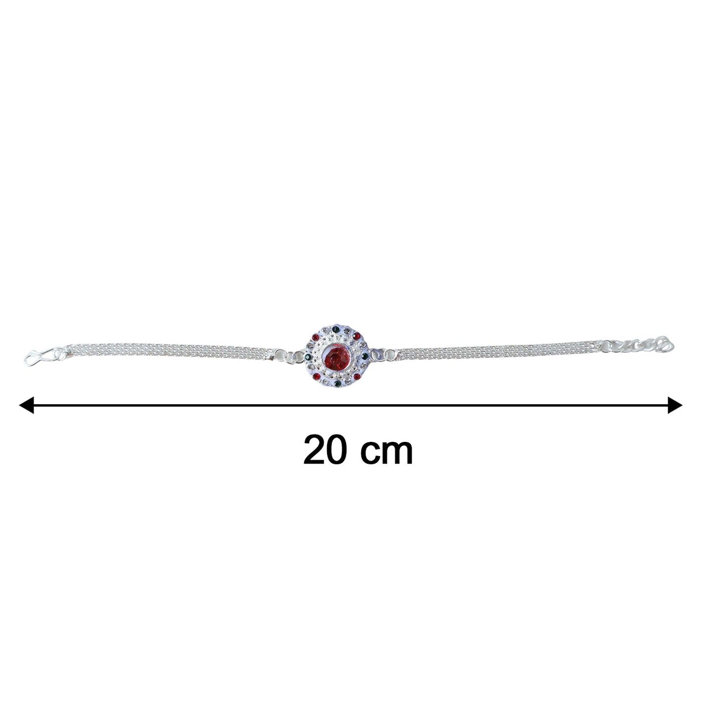 Festive Silver Stone Chain Rakhi for brother