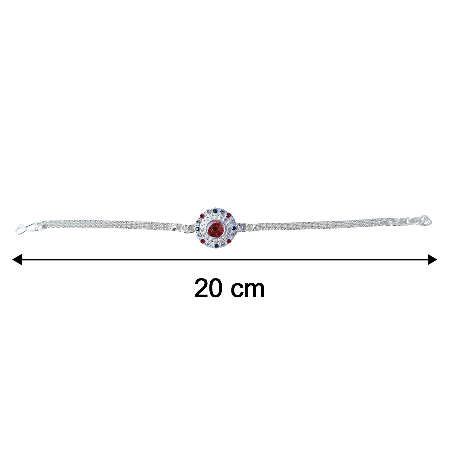 Festive Silver Stone Chain Rakhi for brother