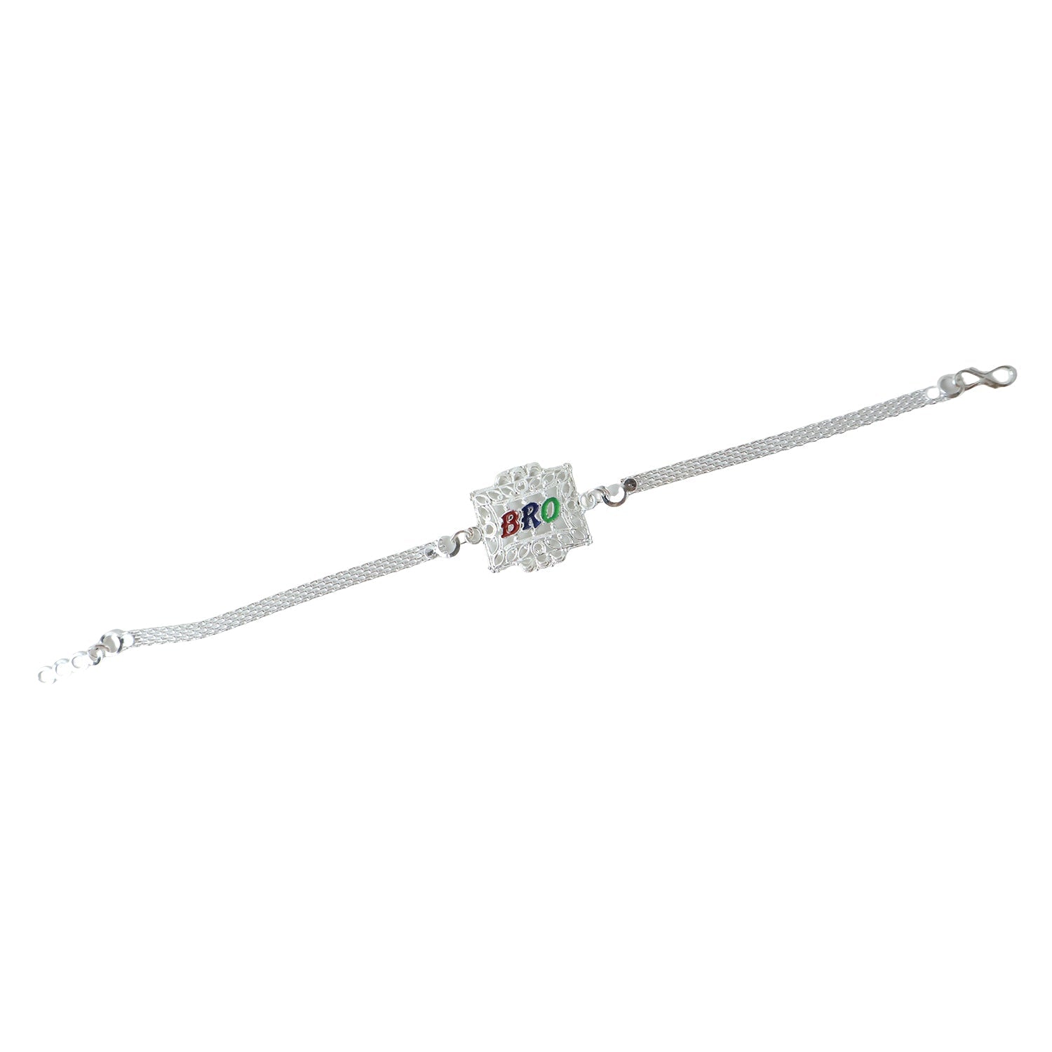 Silver Bro Rakhi with Designer Square Frame (1 Pc)
