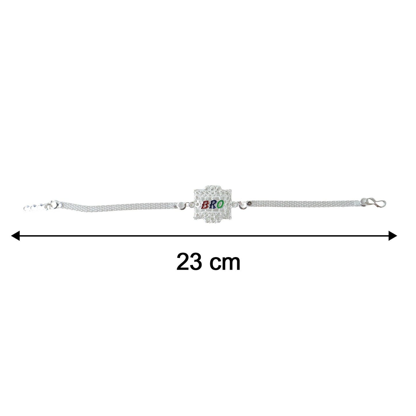 Silver Bro Rakhi with Designer Square Frame (1 Pc)