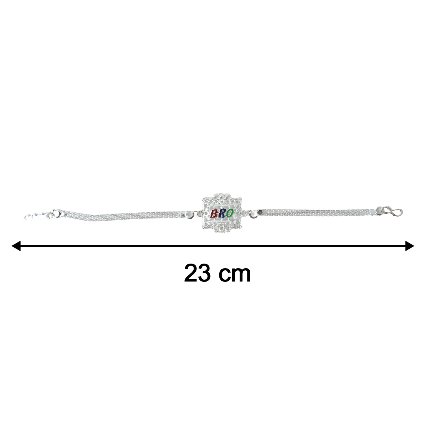Silver Bro Rakhi with Designer Square Frame (1 Pc)