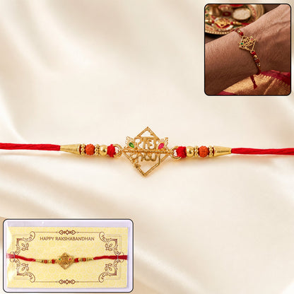 Radhe Krishna Designer Rakhi with Red Thread (1 Pc)