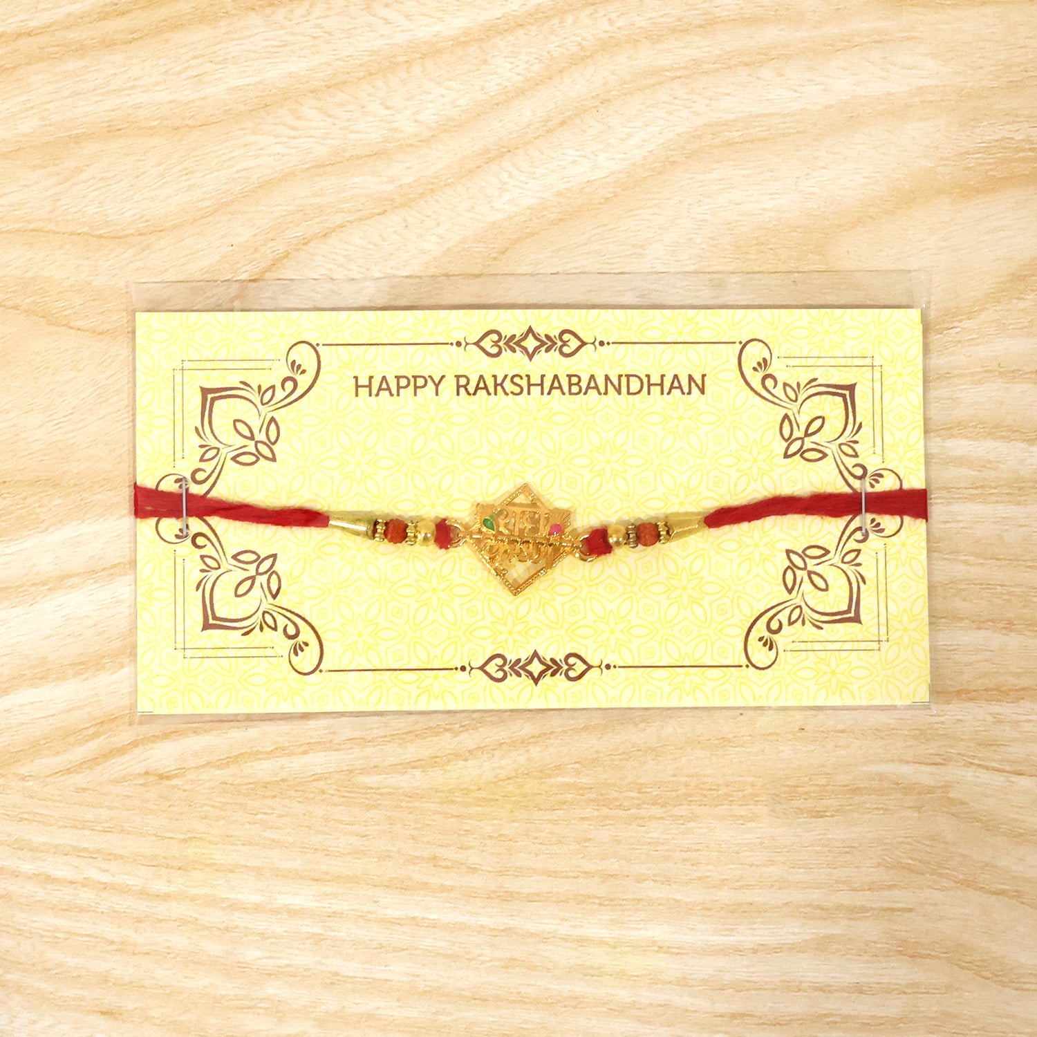 Radhe Krishna Designer Rakhi with Red Thread (1 Pc)