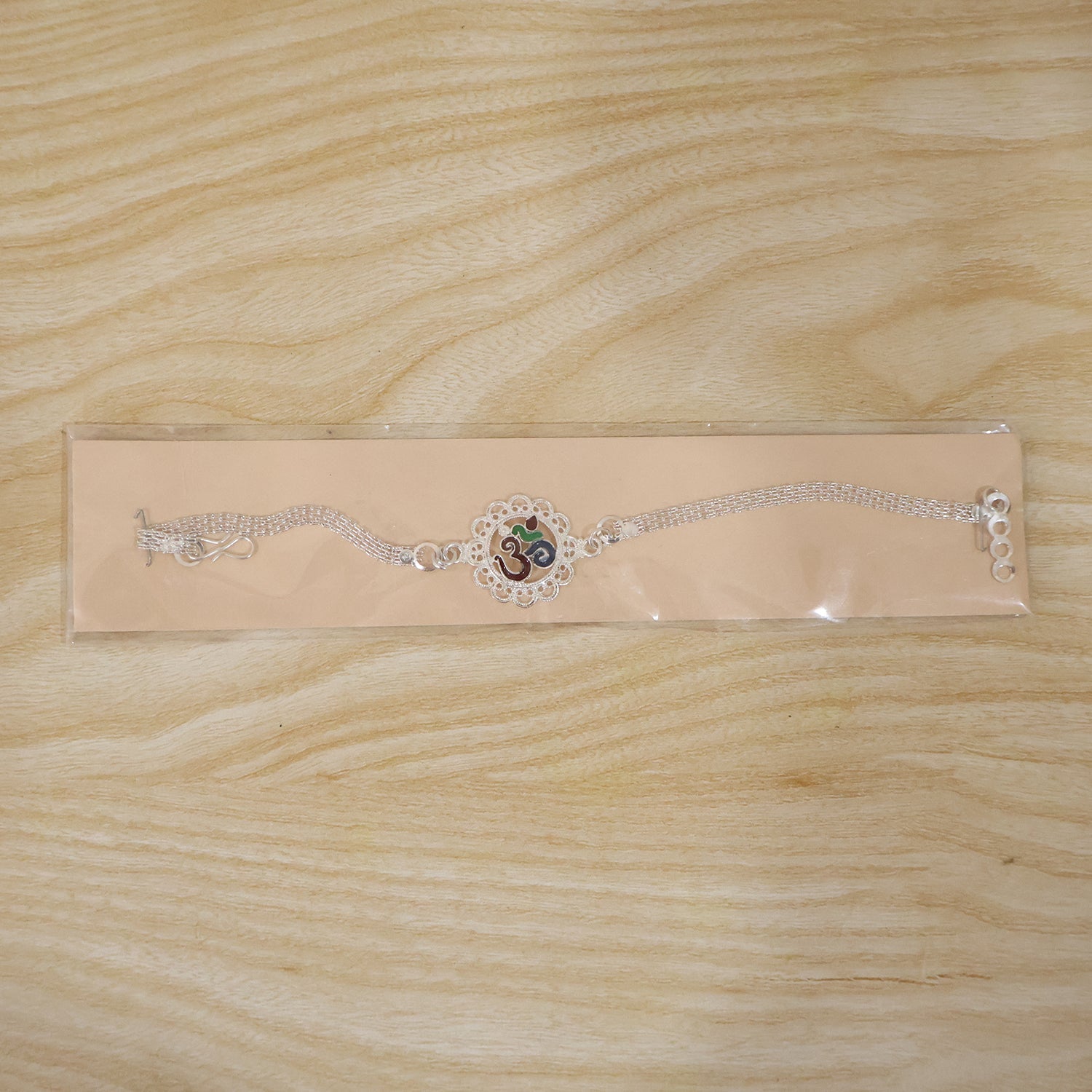 Premium Silver Om Chain Rakhi (1 Pc)