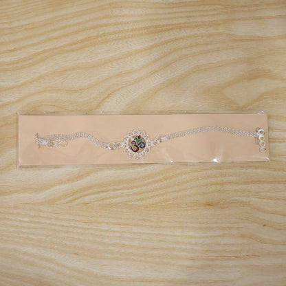 Premium Silver Om Chain Rakhi (1 Pc)