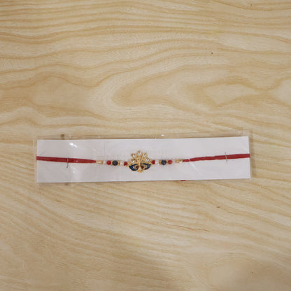 Peacock Designer Rakhi with Pearl Beads and Red Thread (1 Pc)