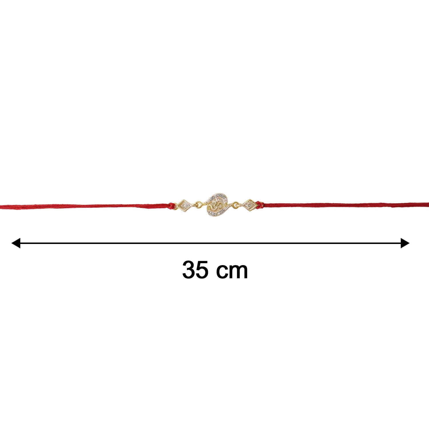 Golden Om Designer Rakhi with Stone Work and Red Thread (1 Pc)