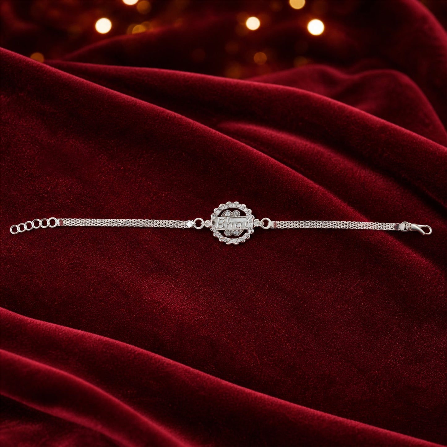 Silver Bhai Chain Rakhi with packaging