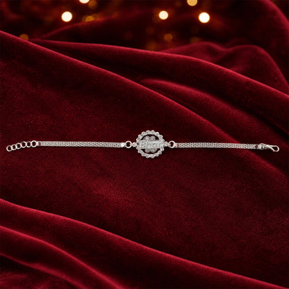 Silver Bhai Chain Rakhi with packaging
