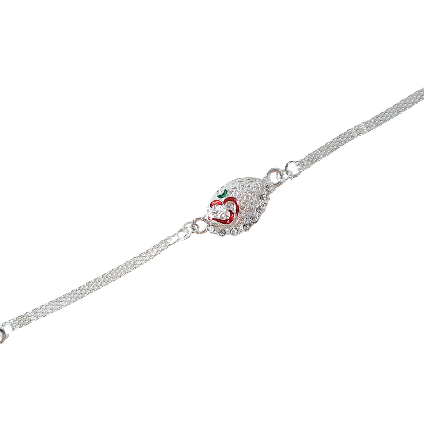 Silver Om Chain Rakhi decorative elements