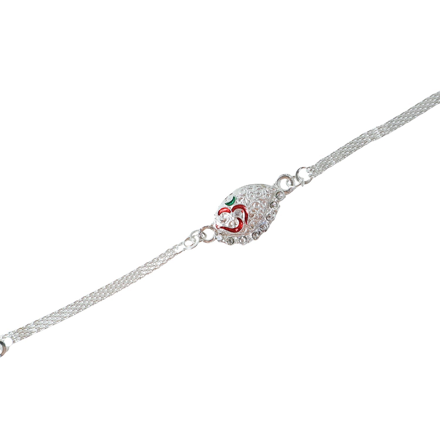 Silver Om Chain Rakhi decorative elements