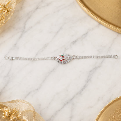 Silver Om Chain Rakhi elegant chain close-up