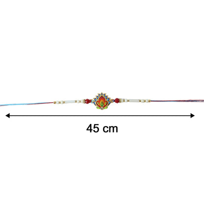 Premium festive rakhi with peacock feather and bead design