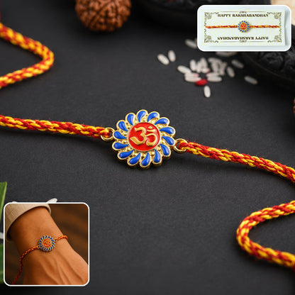 Om Floral Fancy Dori Rakhi with floral design and thread