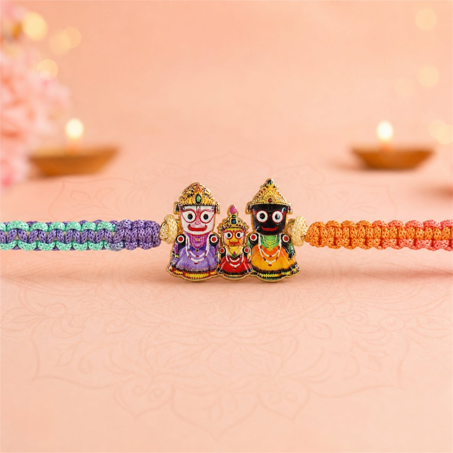 Top view of colorful Jagannath Rakhi for brothers