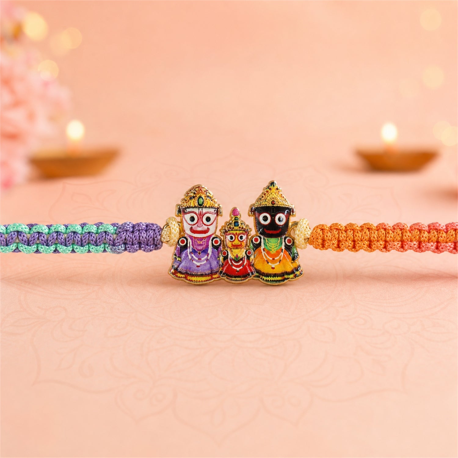 Top view of colorful Jagannath Rakhi for brothers