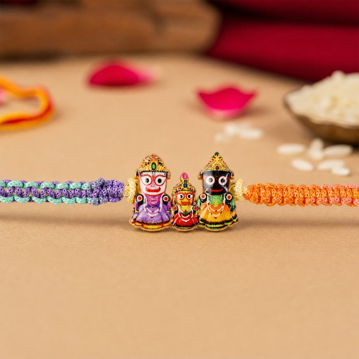 Jagannath Rakhi showing detailed thread work