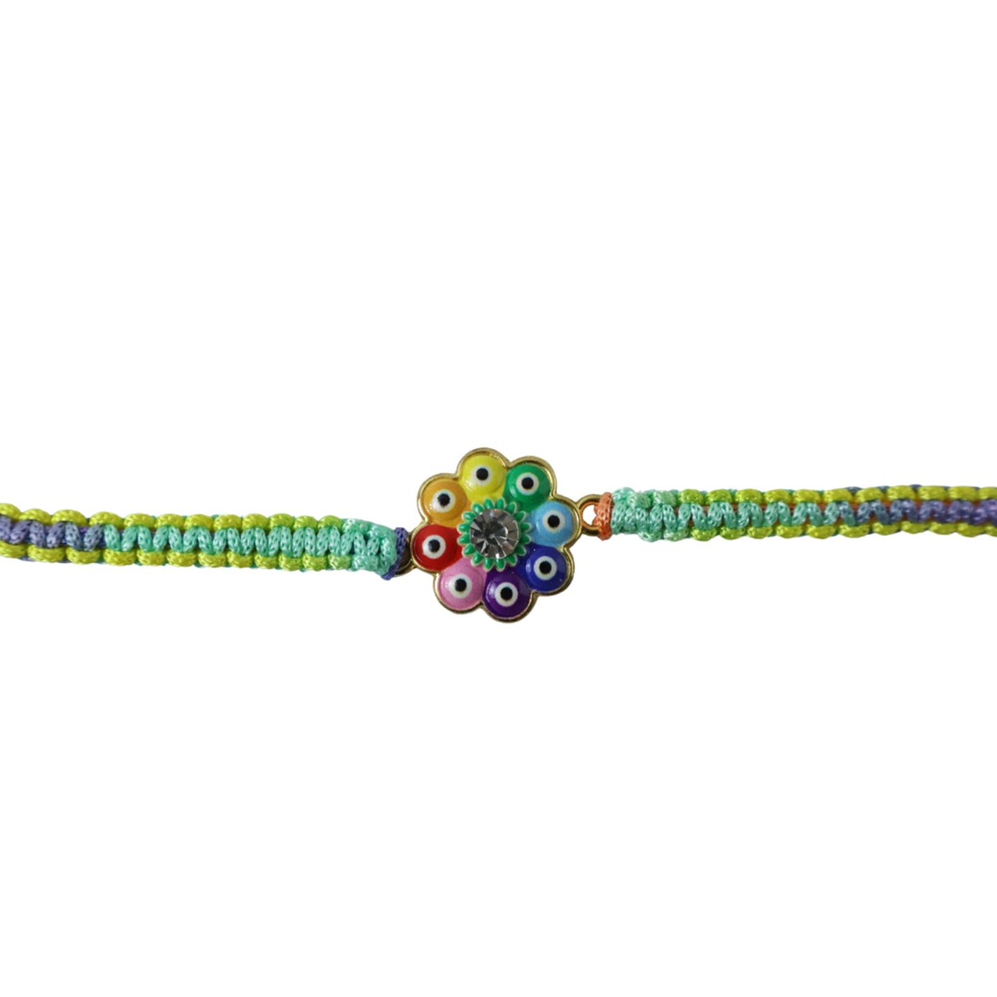 Elegant Evil Eye Flower Dori Rakhi showcasing design