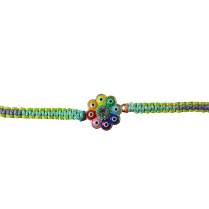 Elegant Evil Eye Flower Dori Rakhi showcasing design