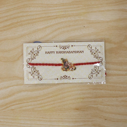 Bal Krishna with Cow Fancy Dori Rakhi packaging view