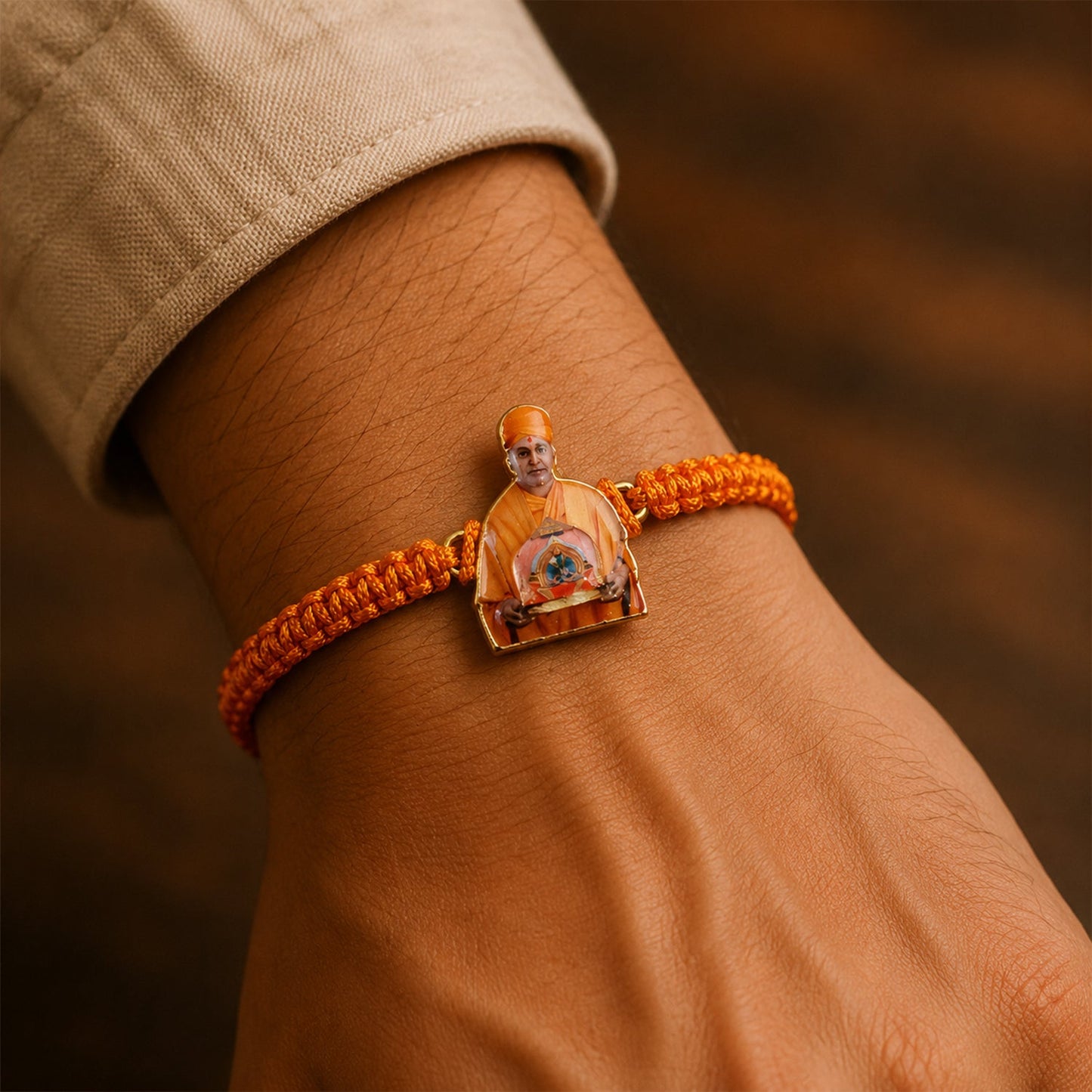 Top view of Sant Design Fancy Dori Rakhi showing intricate design