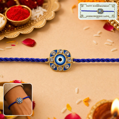 Blue Evil Eye Fancy Dori Rakhi for Brother (1 Pc)