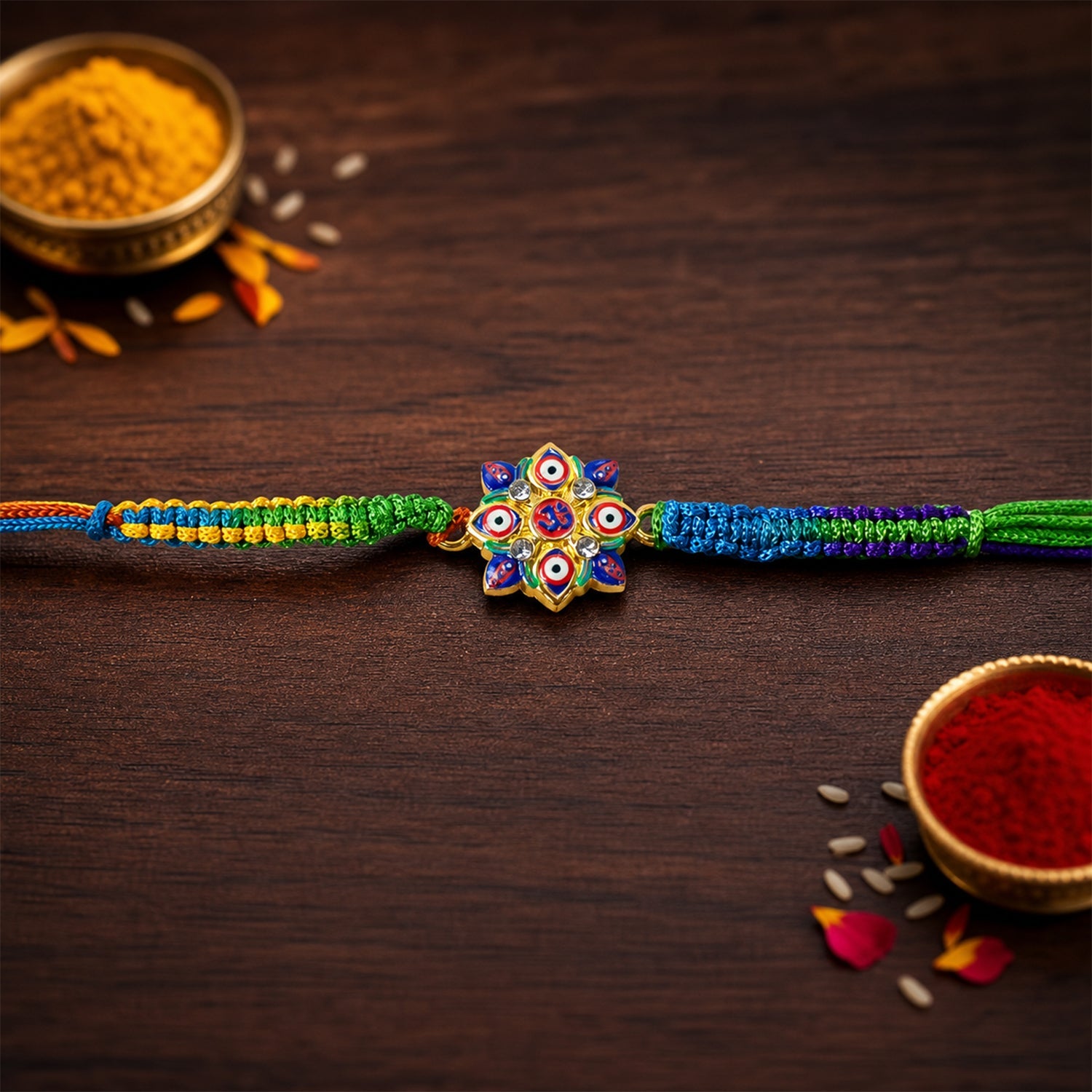 Evil Eye Om Design Fancy Dori Rakhi for Brother (1 Pc)