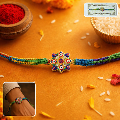 Evil Eye Om Design Fancy Dori Rakhi for Brother (1 Pc)