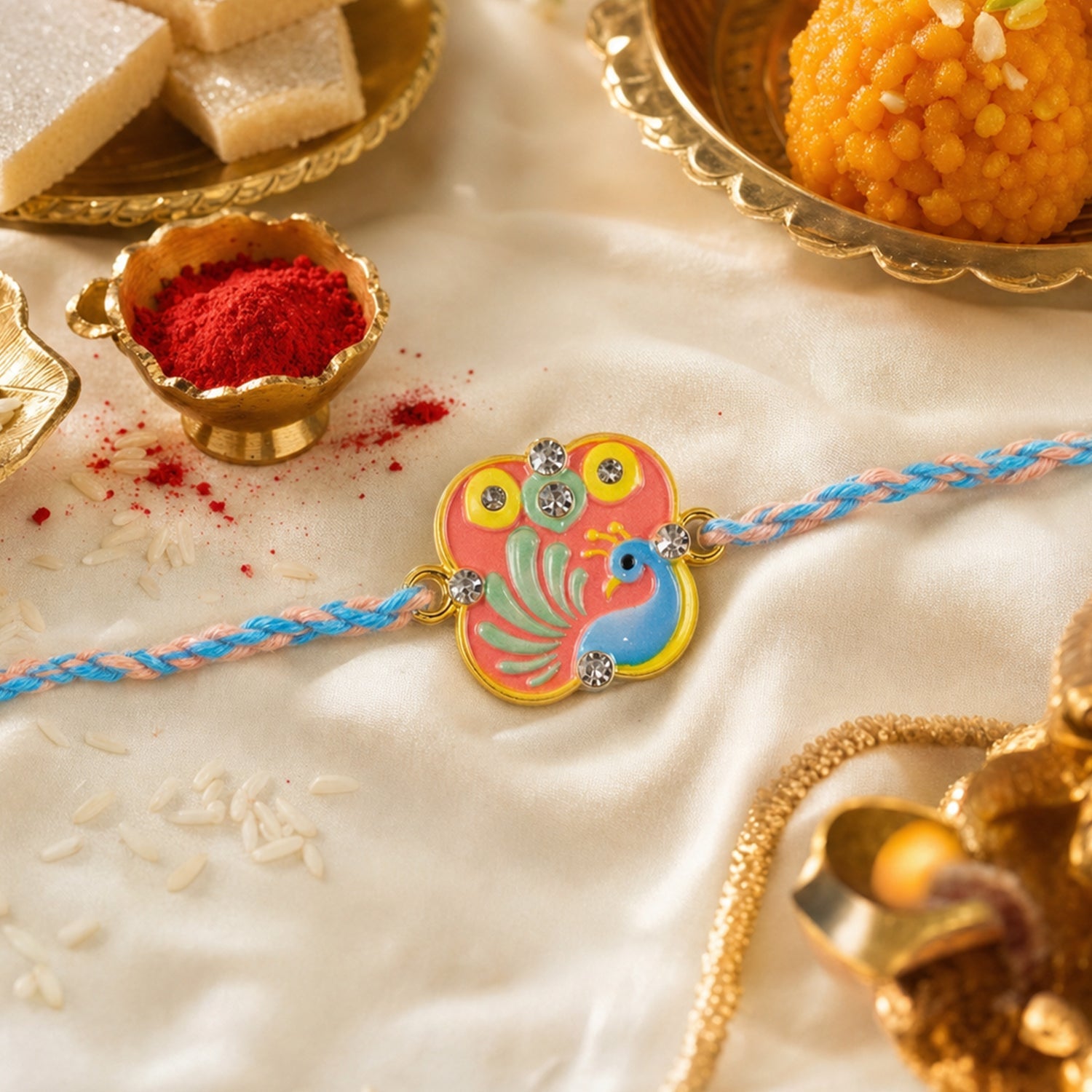 Stylish Peacock Designer Fancy Dori Rakhi for Brother (1 Pc)
