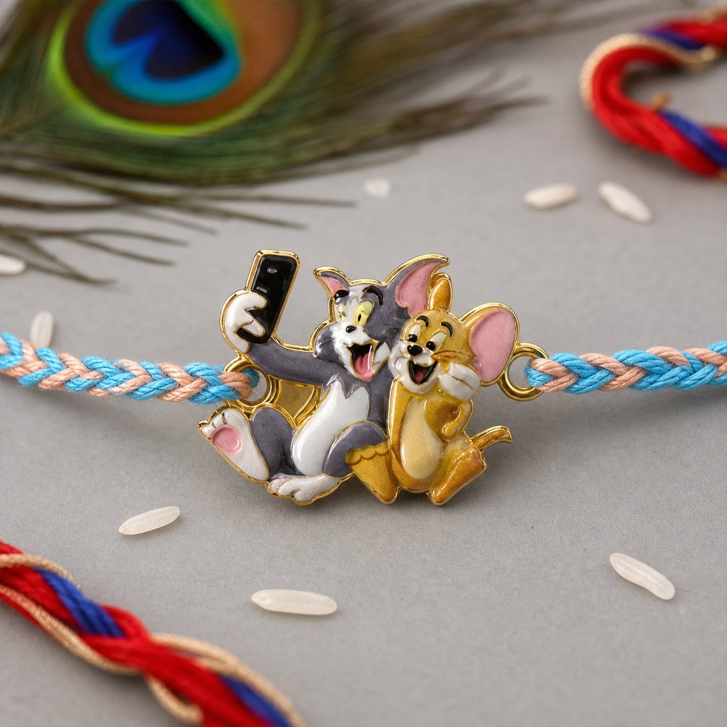 Tom and Jerry Design Fancy Dori Rakhi for Brother (1 Pc)