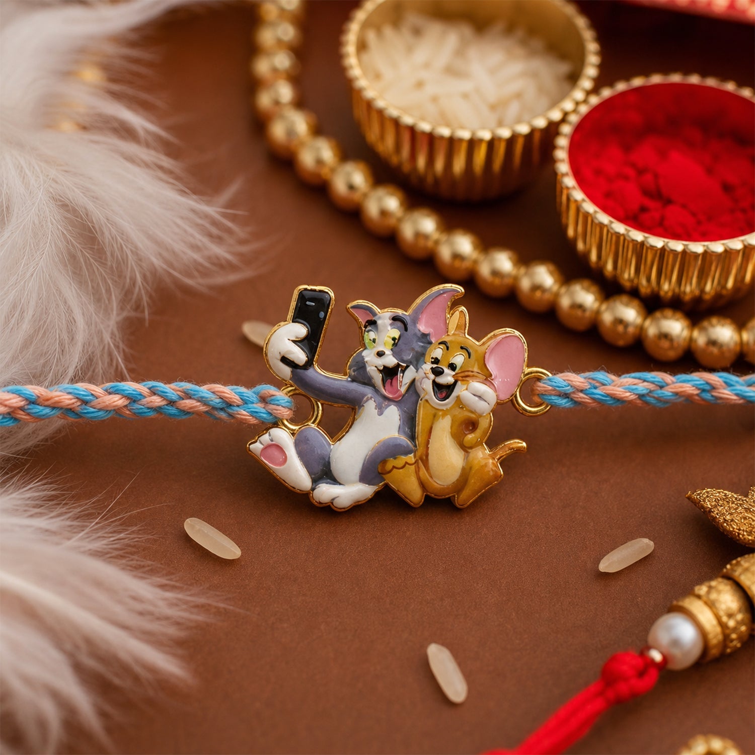 Tom and Jerry Design Fancy Dori Rakhi for Brother (1 Pc)