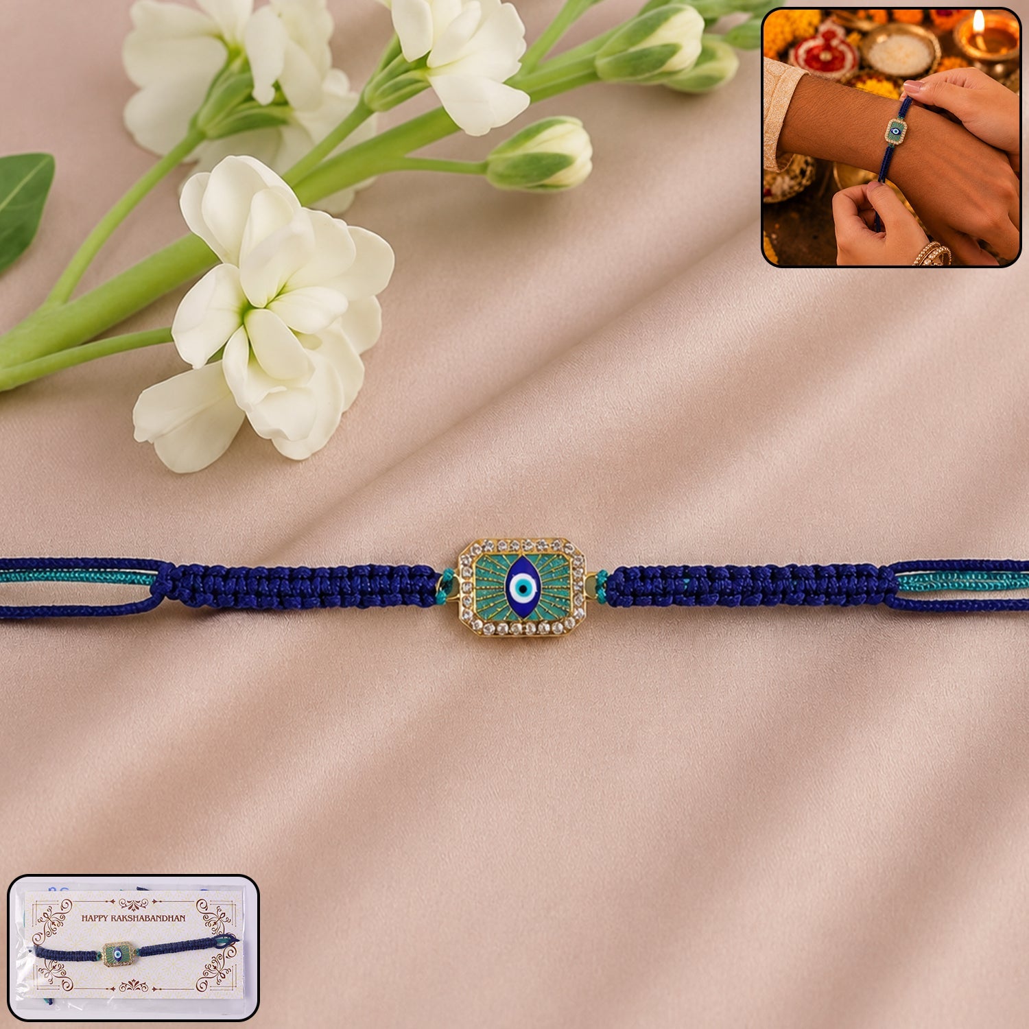 Stylish Evil Eye Fancy Dori Rakhi for Brother (1 Pc)