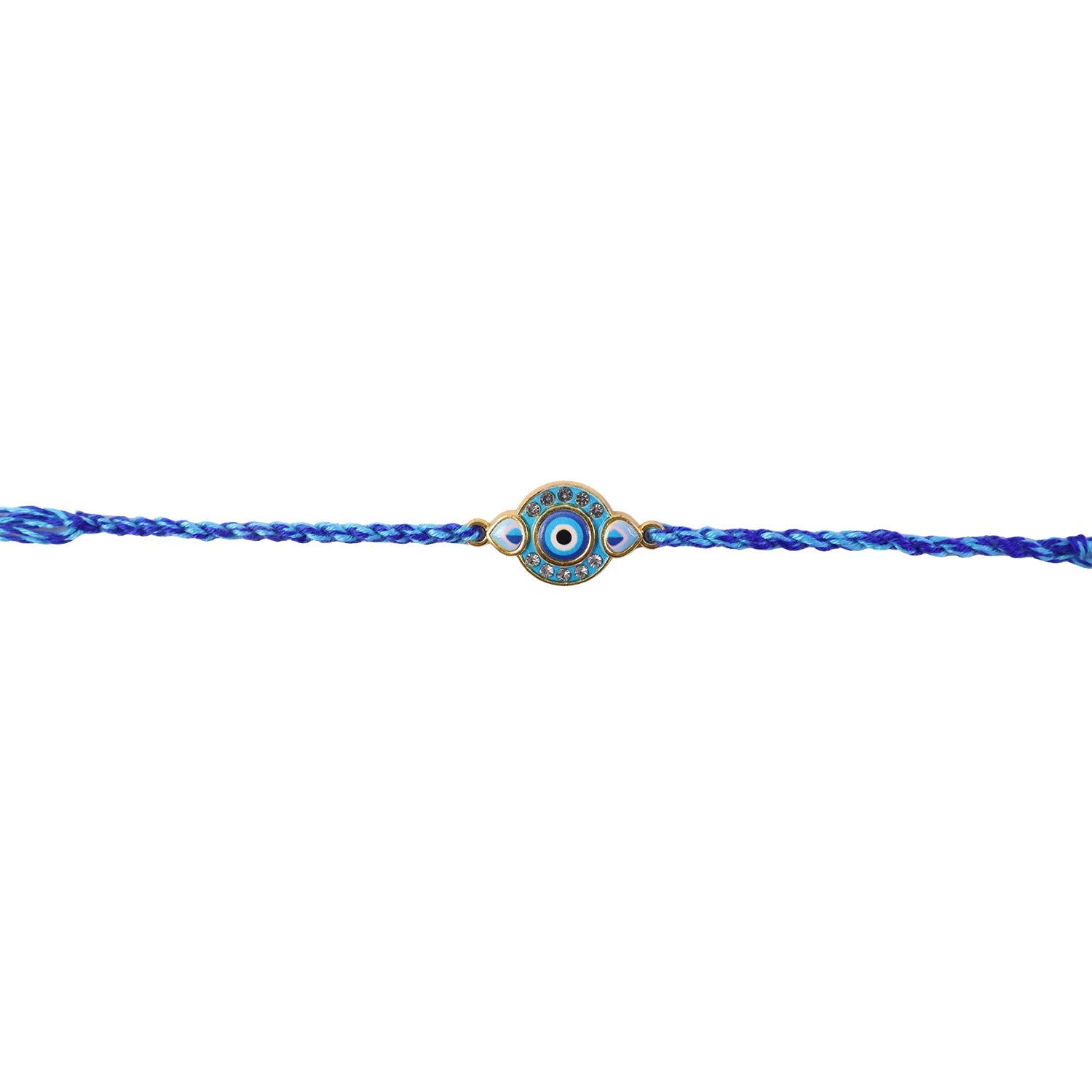 Round Blue Evil Eye Fancy Dori Rakhi for Brother (1 Pc)