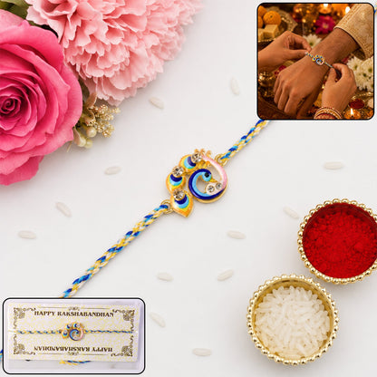 Colorful Peacock Design Fancy Dori Rakhi for Brother (1 Pc)