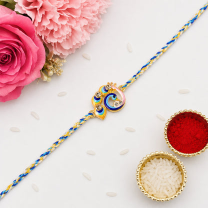 Colorful Peacock Design Fancy Dori Rakhi for Brother (1 Pc)