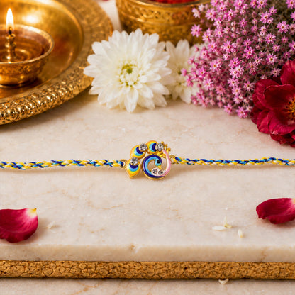 Colorful Peacock Design Fancy Dori Rakhi for Brother (1 Pc)