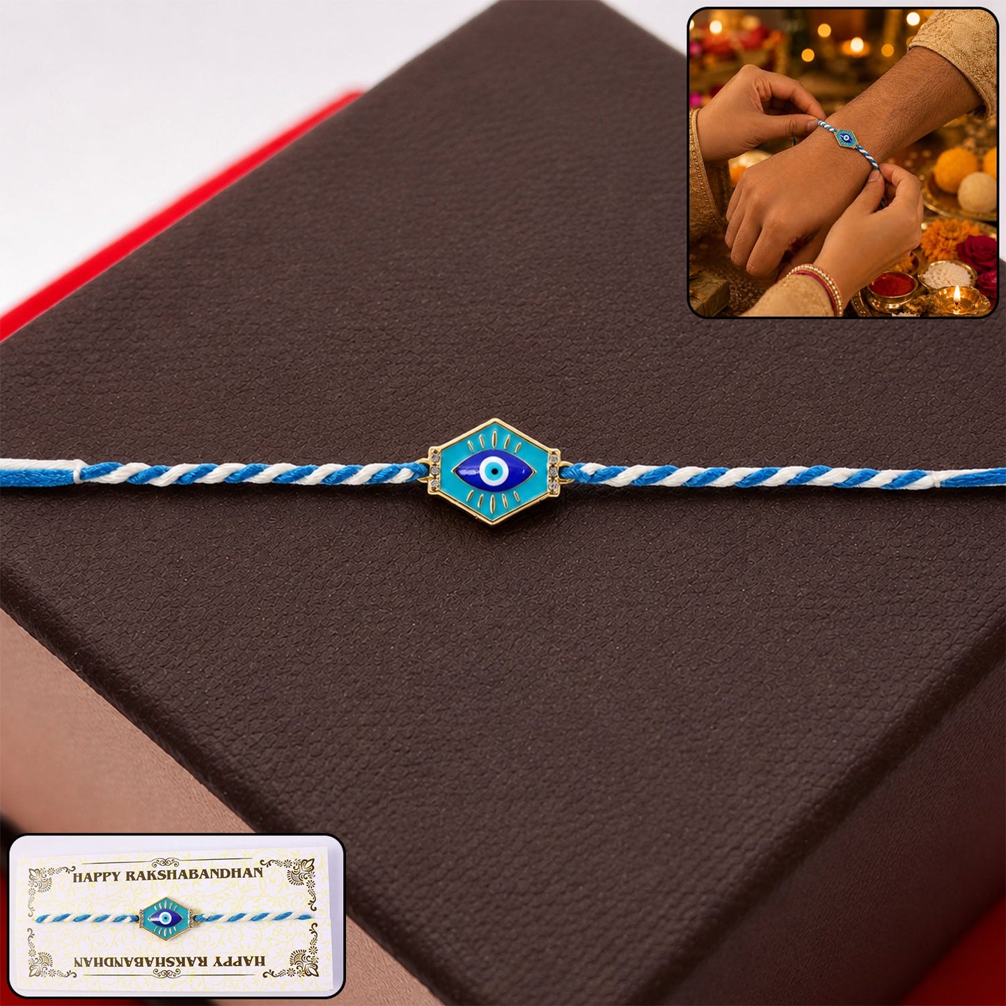 Evil Eye Charm Fancy Dori Rakhi for Brother (1 Pc)