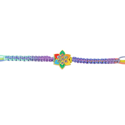 Colorful Flower Stone Fancy Dori Rakhi for Brother (1 Pc)