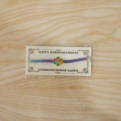 Colorful Flower Stone Fancy Dori Rakhi for Brother (1 Pc)