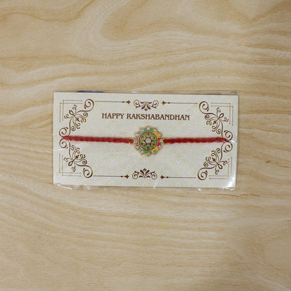 Colorful Round Stone Fancy Dori Rakhi for Brother (1 Pc)