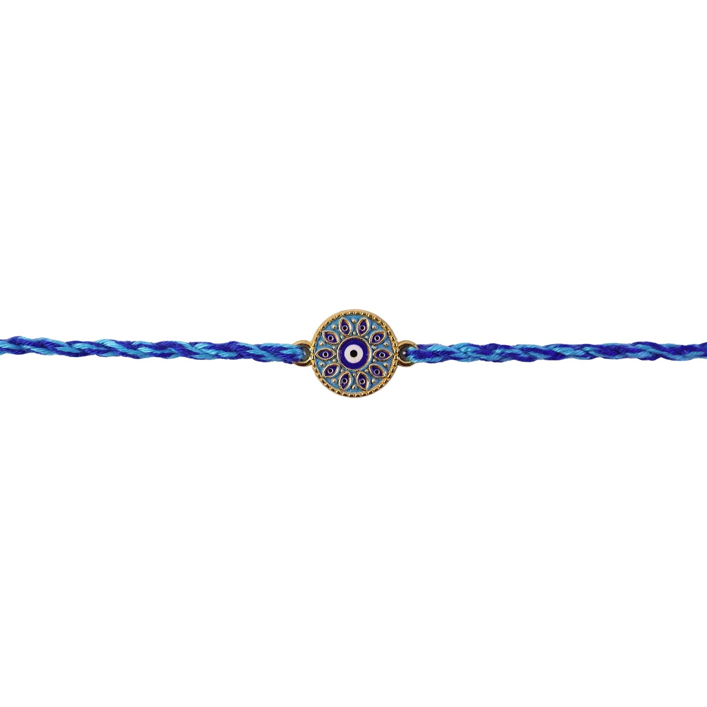 Blue Evil Eye Round Fancy Dori Rakhi for Brother (1 Pc)